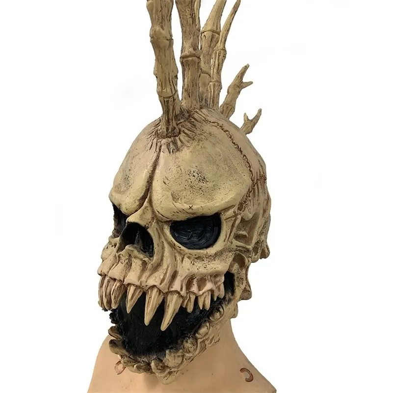 Máscaras de festa Halloween Carnival Horror Latex adulto 3D Skull Skull Full Head Big Cosplay Scary for Masquerade 220920