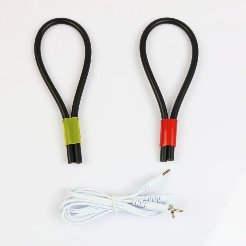Itens de beleza 6mm od 1,5 mm ID ID Ajustável Loops condutores Anéis de galo E-STIM Monopolar ElectroSexy Penis Ring Tubo de borracha Eletrodos