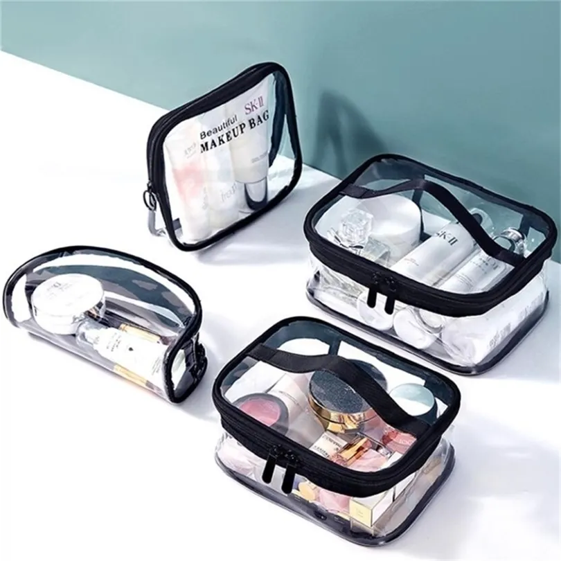 Sacs à cosmétiques Cas Étanche Transparent PVC Bain Sac Cosmétique Femmes Maquillage Cas Voyage Zipper Maquillage Beauté Lavage Organisateur Trousse De Rangement De Toilette 220921