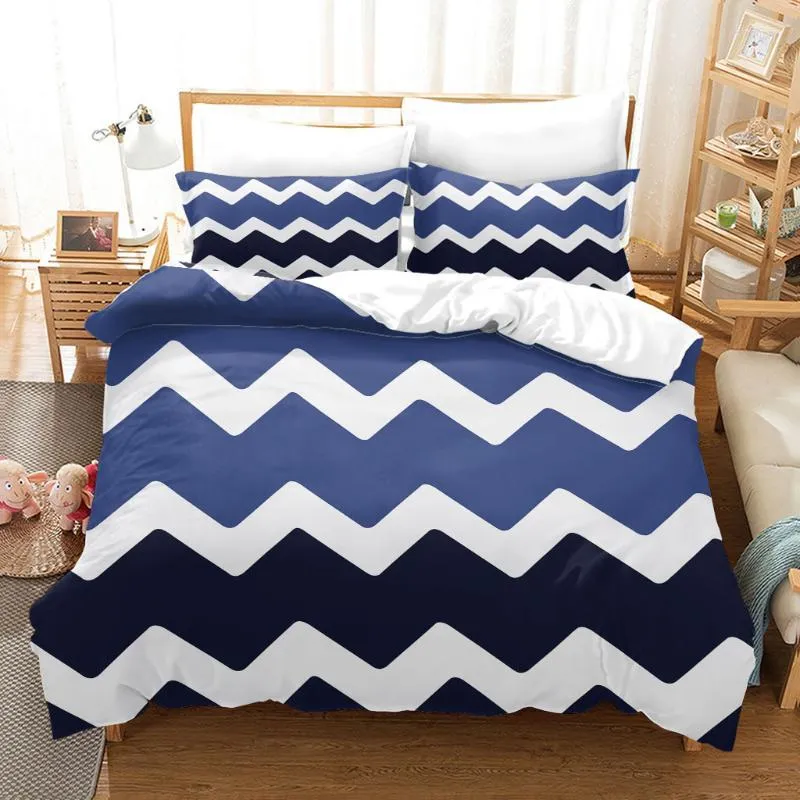 Постилочные наборы полосы набора наборов кровать скандинавский чехол с твердым цветом одеяла для спальни