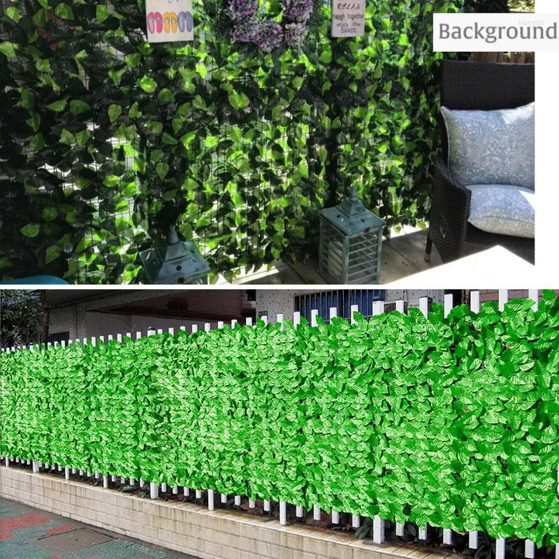 Dekorativa blommor 0,5 3 m /1 m konstgjord integritetspanel Fake Plant Garden Leaf Staket Screening Roll Vägg Landskapsarkitektur Ivy Backyard Balcony