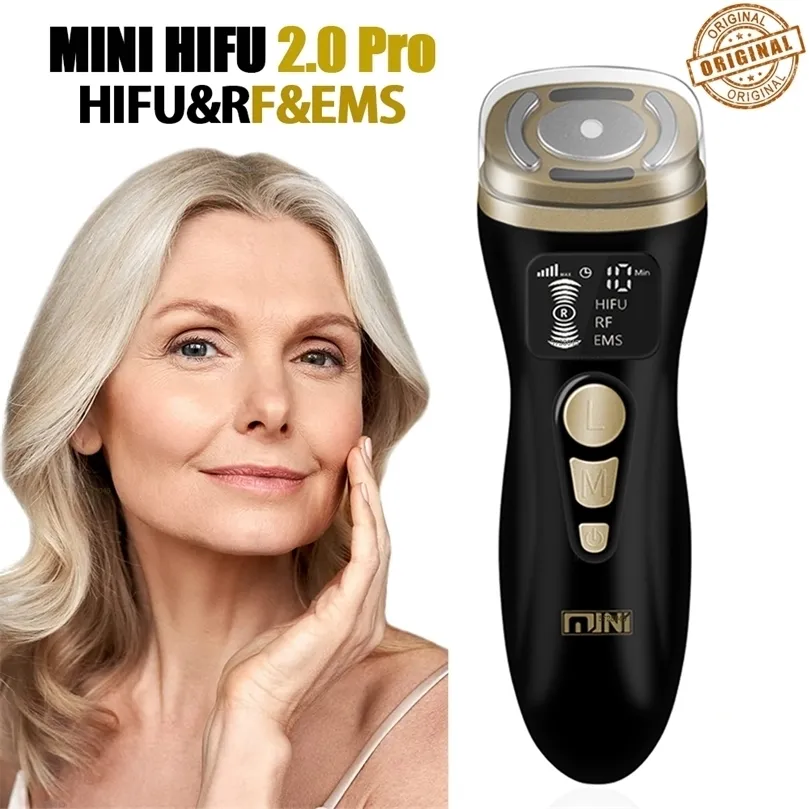 Dispositivos para cuidados com o rosto Mini HIFU 2 Máquina de ultrassom RF Fadiofrecuencia EMS Microcorrente Levantamento Firmeza da pele Endurecimento Remoção de rugas 220921