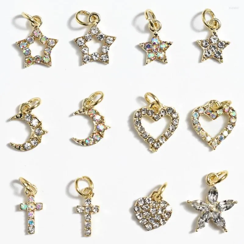 Decorazioni per nail art 10pcs 3d Stars Crystal Charms Silver Metagle Legle Luxury Heart/Star/Moon Manicure Accesorios Forniture ##