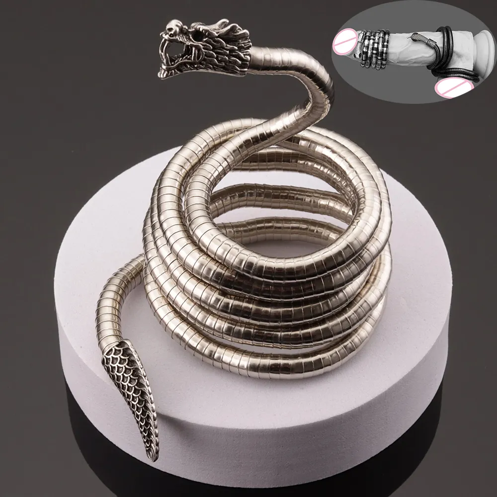 Artículos de belleza Super Cool Dragon Shape Cock Ring Pene ajustable Escroto Bondage Delay Eyaculación Serpiente Adorno sexy Juguetes para hombres