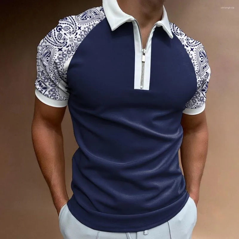 Polos pour hommes chemises de golf d'été pour hommes Style hauts à manches courtes avec revers à glissière décontracté mince tendance bon costume