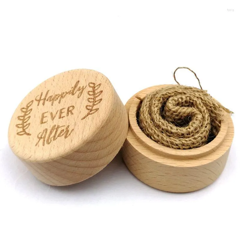 Party Supplies 583B Personalized Engraving Rustic Wedding Wooden Ring Box Jewelry Trinket Storage Containers Custom Happily Ever After Rings