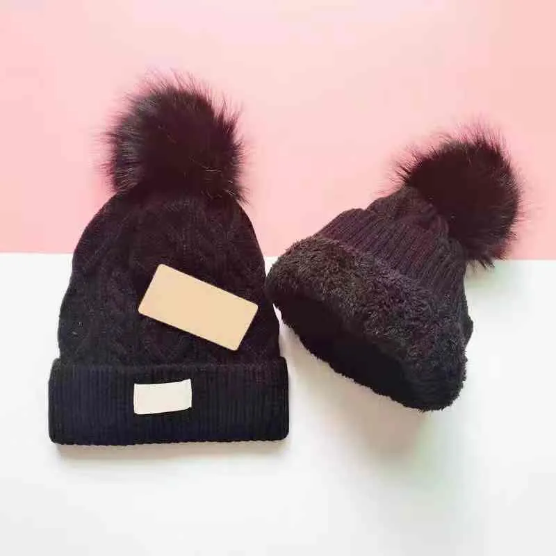 hot sell items Women beanie fur ball pom poms winter hat for women girl `s hat knitted beanies brand new thick female hat beenie