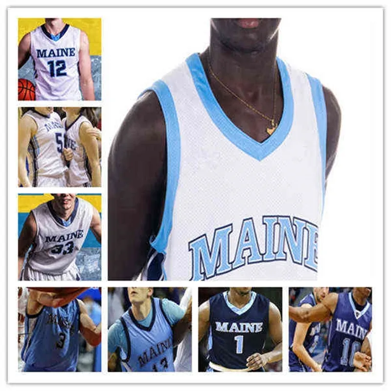 Wskt indossa maglie da basket personalizzate Maine College Stephane Ingo Vukasin Masic Chris Efretuei LeChaun DuHart Sam Ihekwoaba Peter Filipovity Ata T