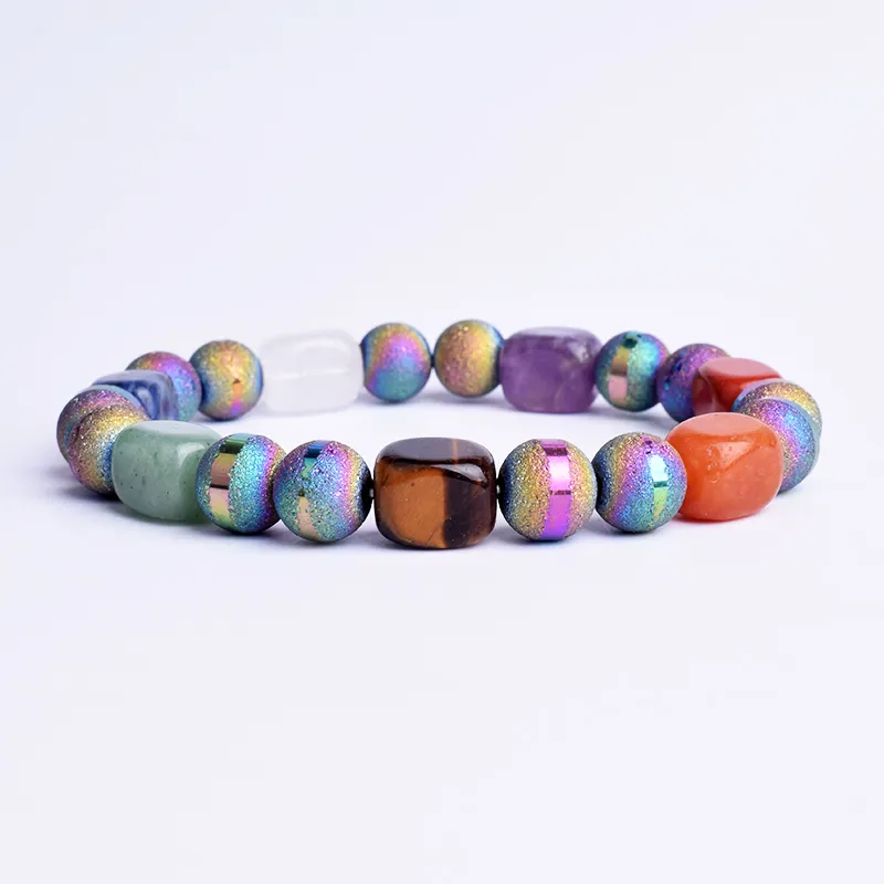 Agate colorate opache Braccialetti Yoga Donna Moda Natura Energia Pietra Perlina Equilibrio Gioielli Guarigione Reiki Braccialetto Chakra di preghiera