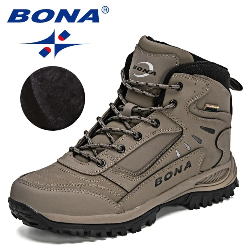 Zapatos de seguridad BONA Diseñadores Marca Botas de felpa de invierno Hombres Warm Snow Tobillo Hombre Zapatillas de cuero de acción de alta calidad Mansculino 220921