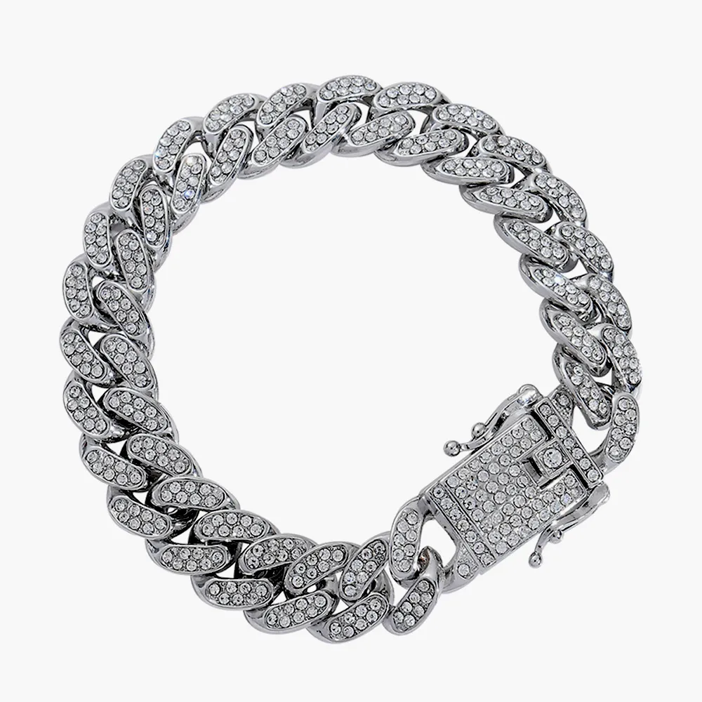 New Full Diamond Hip Hop Chains Men Women Cuban Bracelet Jewelry Fashion Cuban Necklace
