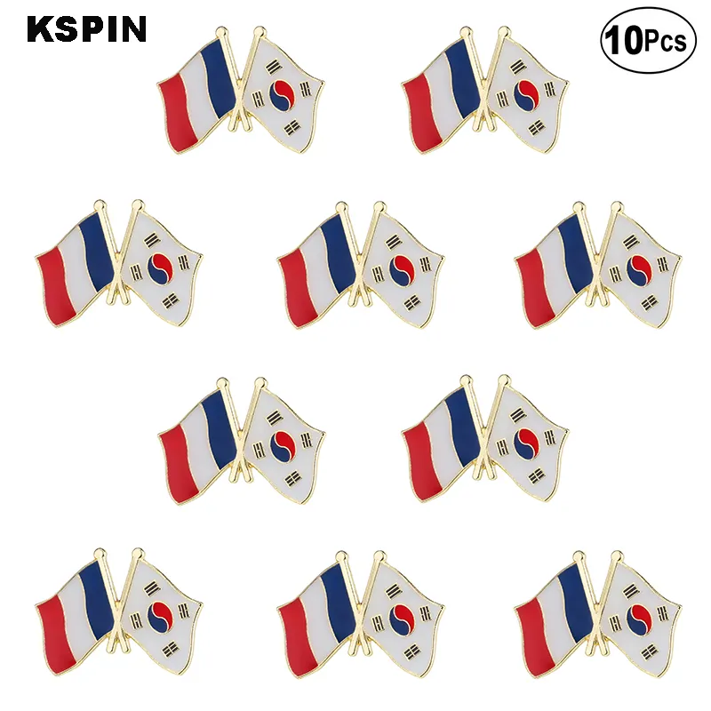 Frankreich und Südkorea Freundschaftsflagge Anstecknadel Flagge Abzeichen Brosche Pins Abzeichen