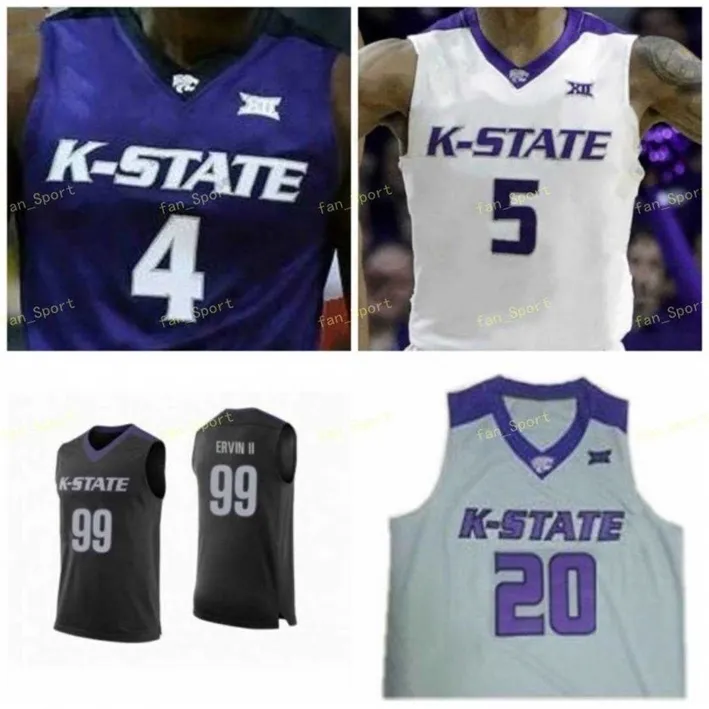 Nik1 NCAA College Kansas State Wildcats Maillot de basket-ball 24 Pierson McAtee 34 Levi Stockard III 35 Patrick Muldoon 45 Nigel Shadd personnalisé