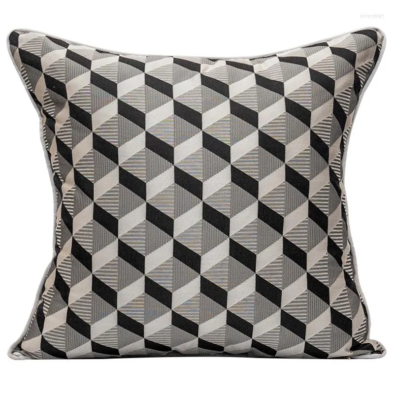 Pillow DUNXDECO Cover Decorative Square Case Modern Art Simple Abstract Gray Black Geometric Jacquard Sofa Chair Coussin