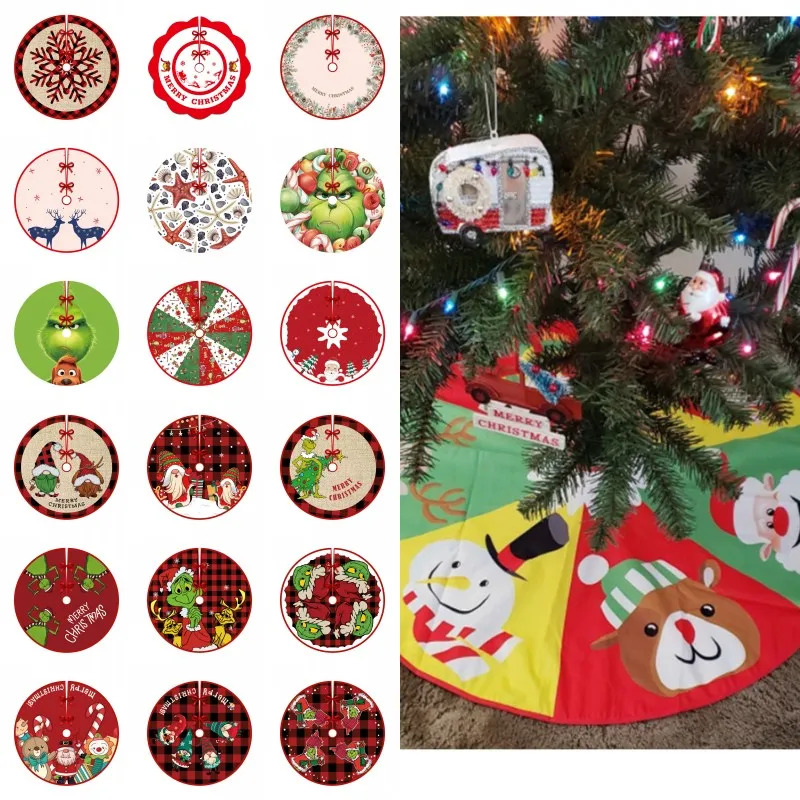 30 Inch Red Christmas Tree Skirt With Santa, Reindeer & Snowflakes - Brushed Polyester, Festive Holiday Mat - View #11