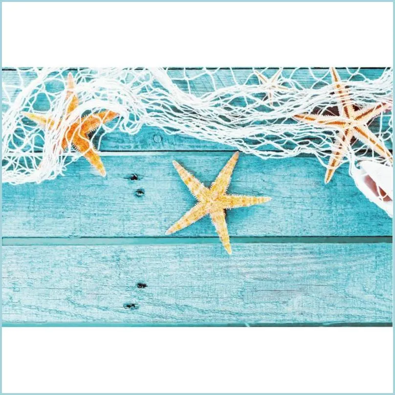 Party Decoration Blue Wooden Board Backdrop Starfish Fishing Net Background Birthday Wedding Baby Shower Valentine Nerdsropebags500Mg Dhxnh