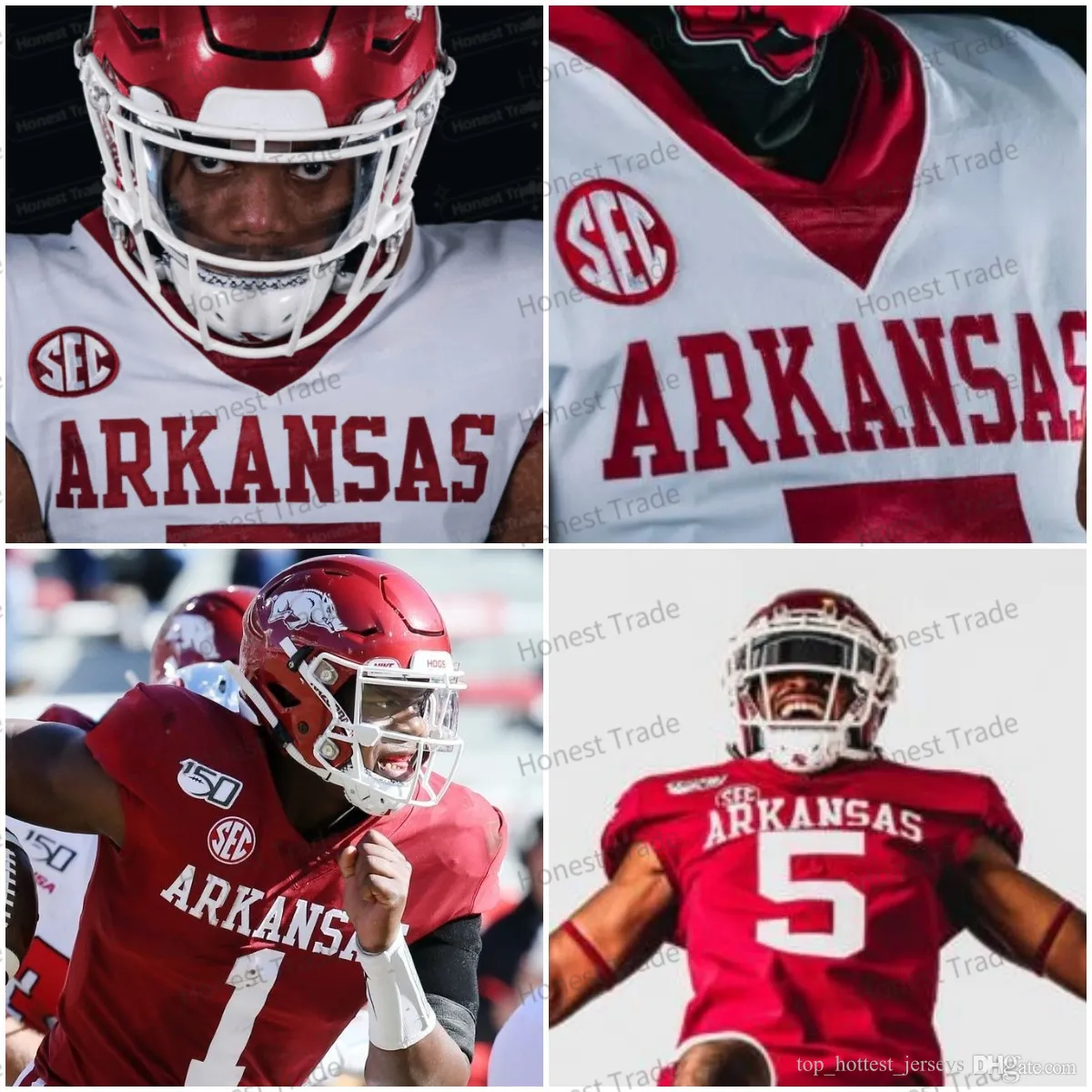 Custom Arkansas Football Jersey Jefferson Rakeem Boyd 5 Darren McFadden College 16 Treylon Burks Feleipe Franks Stitched Men Jerseys Rood Wit