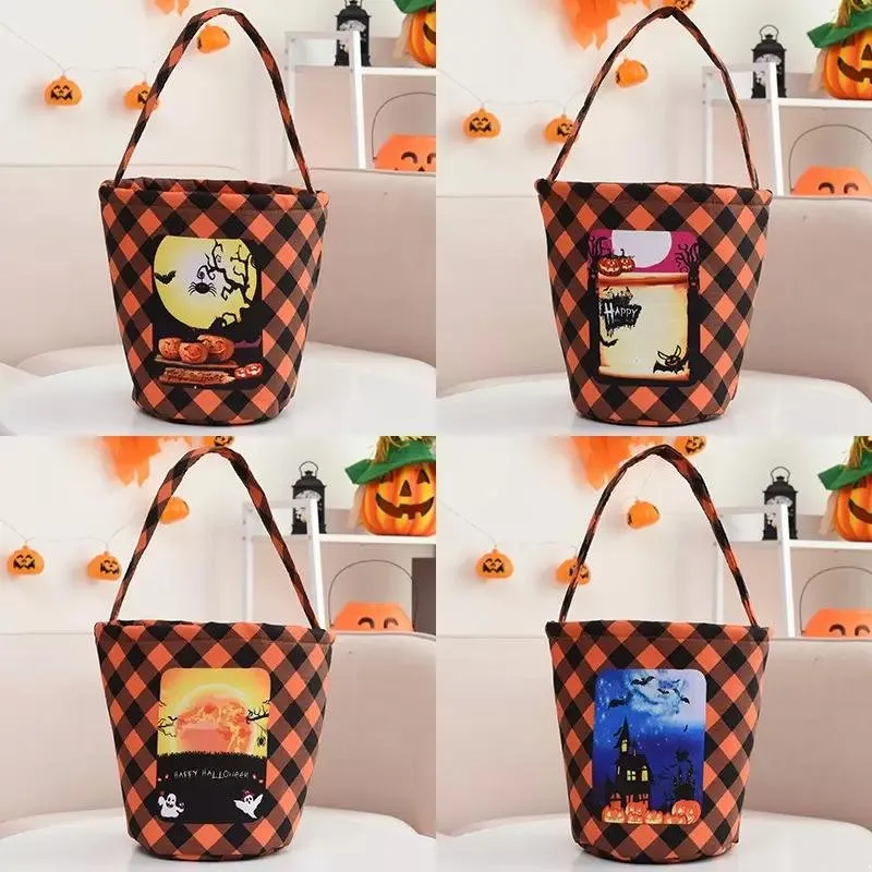 Halloween Baskets Glowing Pumpkin Bags Children`s Candy Ghost Festival Bags Decorative Props New