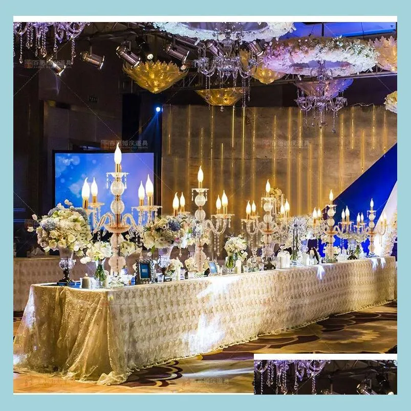 Party Decoratie 55cm tot 150 cm hoog Upscal Table middelpunt Acryl Crystal Wedding Candelabras Candle Holder Aisle Road Le YydhHome DHPU0