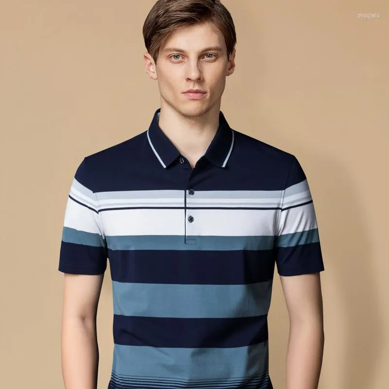 Polos pour hommes 2022 Summer Business Couleur contrastée Chemise haute pour hommes T-shirt tricolore respirant et confortable 707