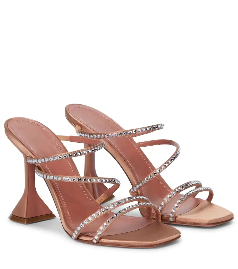 Designer Sandals Women Shoes Luxury Naima 95 Leather Sandal Flared Heel EU34-40 With Box Dresses Wedding