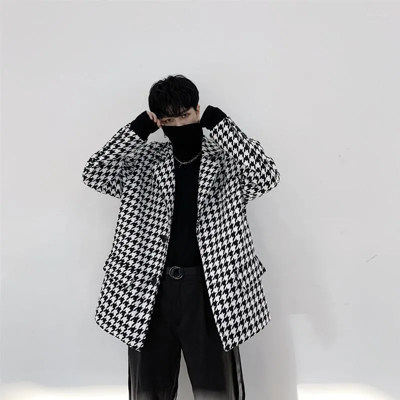 Ternos masculinos homens soltos solto preto xadrez xadrez casual casual masculino feminino vintage streetwear moda hop blazer casaco externo terno masculino