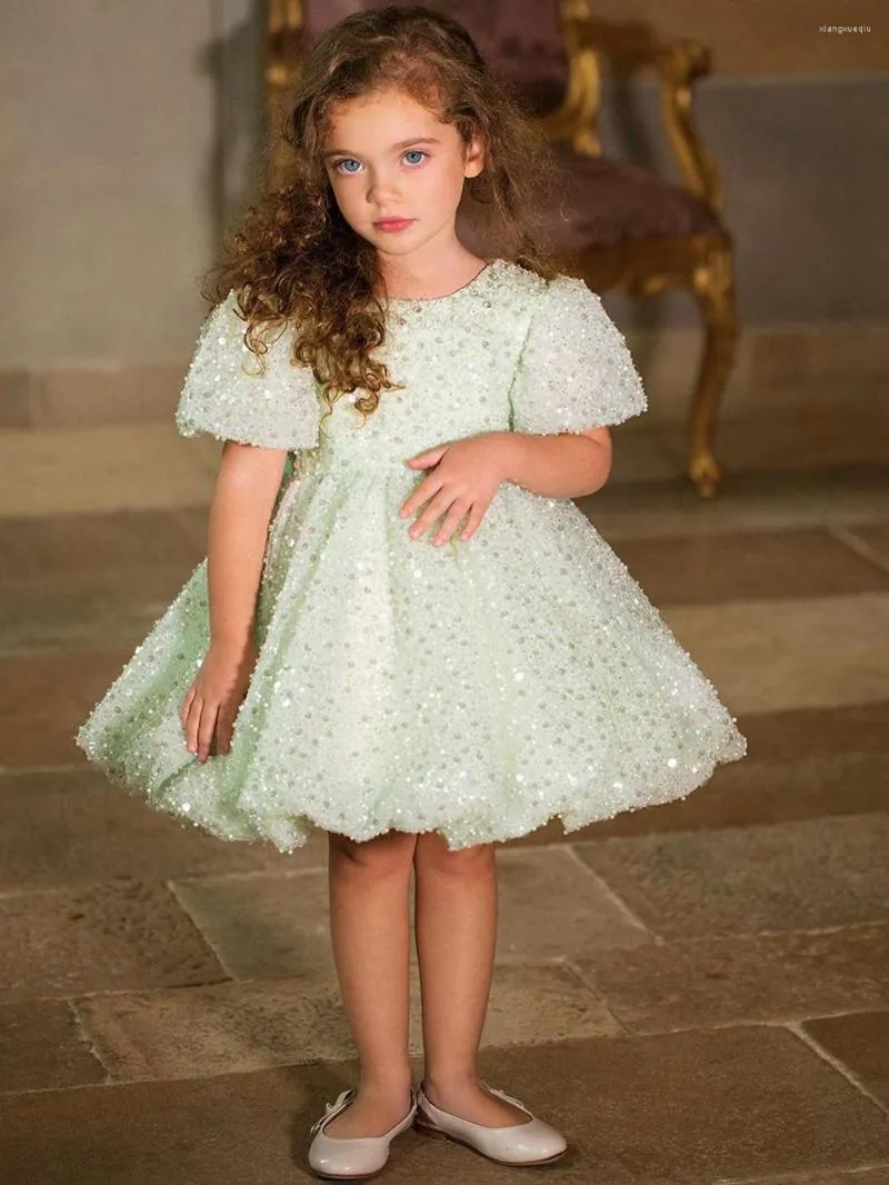 Sukienki dla dziewczynek krótkie rękawy sukienka weselna Blask Flower Wspaniały dla bardzo eleganckiej księżniczki