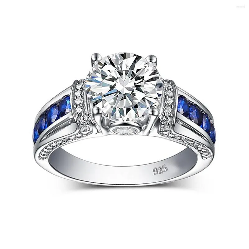 Cluster Rings Redwood Brand 5ct Real Moissanite Ring for Women 925 Sterling Silver 14K White Gold Compated Diamond Wedding Sieraden