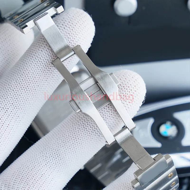 Voor mannen luxe horloge geleidelijke blauwe wijzerplaat 39,8 mm saffier kristalglas roestvrijstalen vouwmat volledig automatisch mechanisch horloge