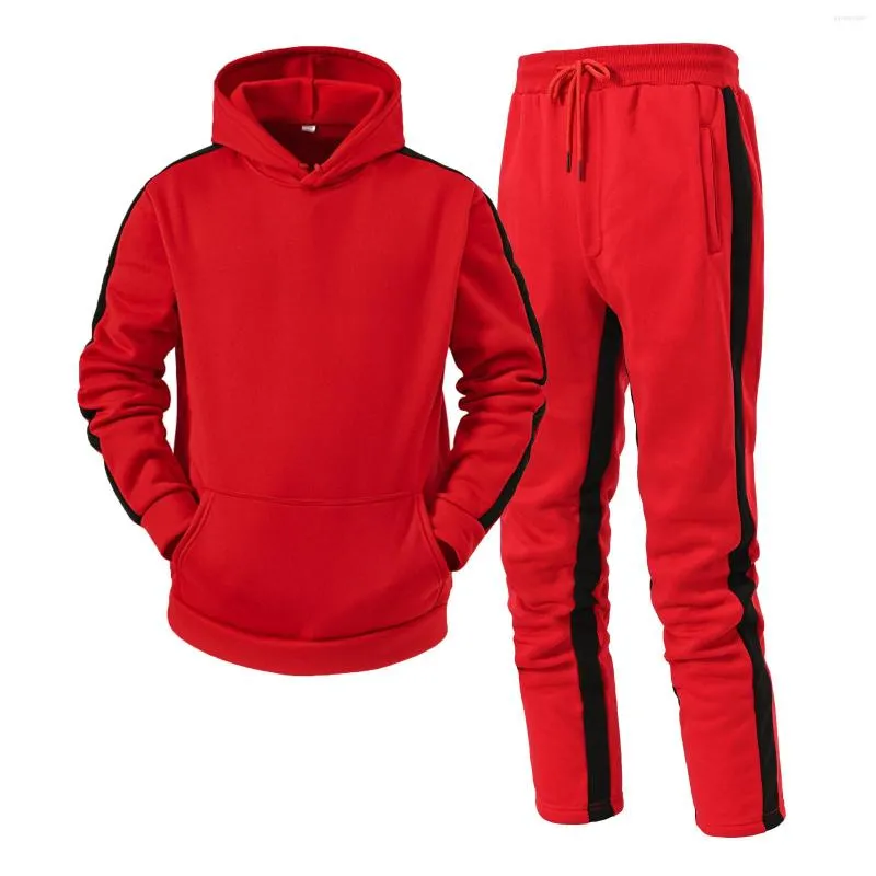 Men's Tracksuits Swimming Racing Suit Mens Men Autumn And Winter Set Leisure Splice Zipper Sweater Pants Jacket With Wine