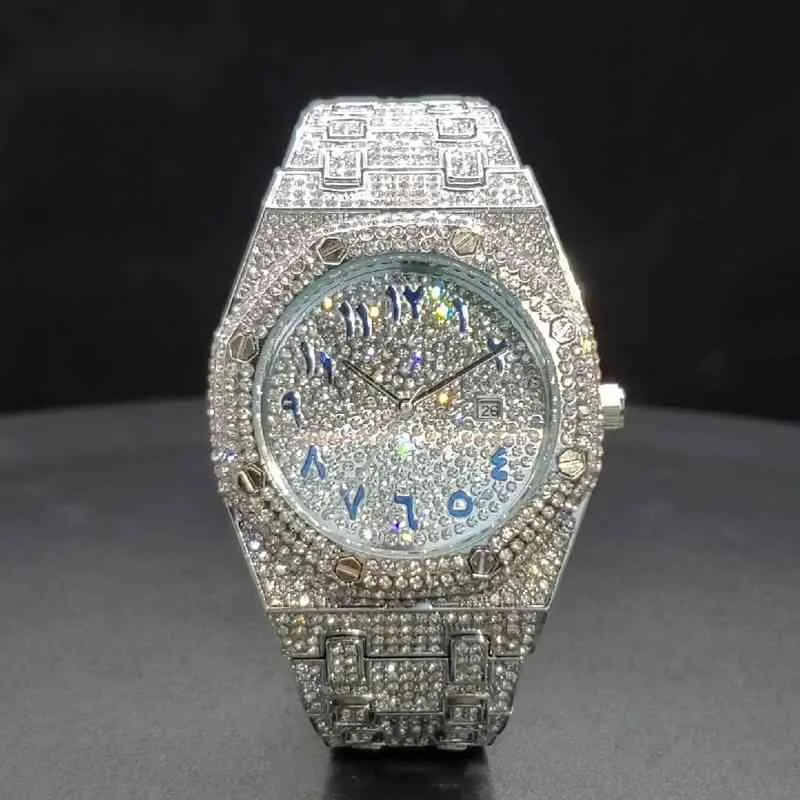 BEFLY Fashion Luksus Full Diamond Bust Down Watch Top Clone Ruch Automatic Bling Clock Relogio feminino