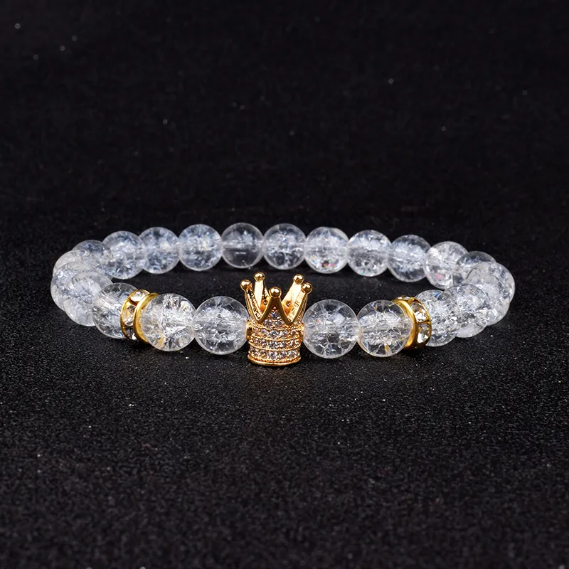 Mode Burst Kristall Perlen Armbänder für Frauen Männer Klassische CZ Crown Queen Charme Makramee Schmuck Geschenk pulseira