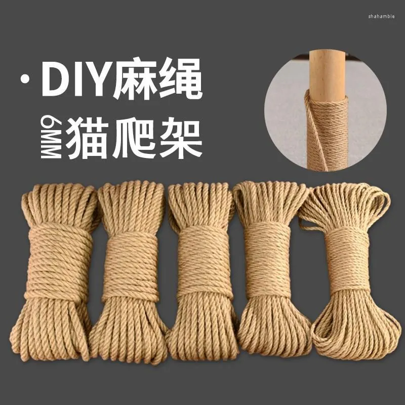 Filati per abbigliamento 6mm Corda di iuta naturale 1m10m 20m 30m 50m Spago intrecciato Cavo Macrame Stringa Fai da te Decorazione fatta a mano Pet Scratching