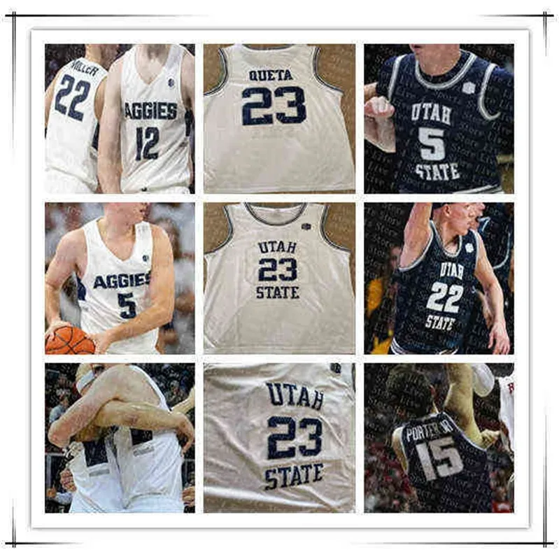 Wskt Wears 2021 College Basketball Utah State Aggies Jerseys SAM MERRILL ALPHONSO ANDERSON ABEL PORTER NEEMIAS QUETA DIOGO BRITO BEAN Men 4XL Cus