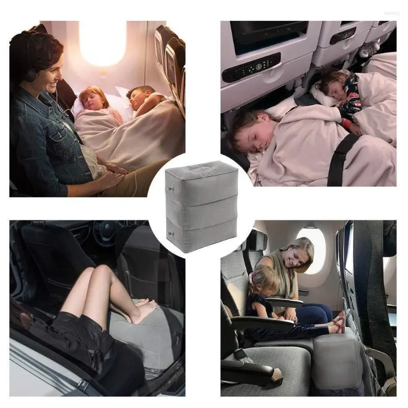 Pillow PVC Inflatable Travel Foot Rest Kids Airplane Bed Car Bus Adjustable Height Adult Flight Sleeping Resting