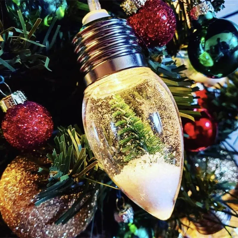 Şeritler Noel Ağacı Kar Globe Dize Işıkları Oyun Alanı Led Mini Kar Tanesi Ampul Süsleme #40