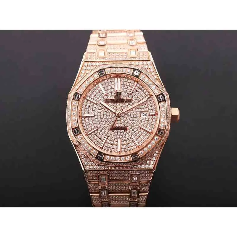 Luksusowe zegarki dla mężczyzn zegarki mechaniczne Najwyższa Szwajcarska klasa 15400 Diamond Rosegold Brand Sport Wristatches