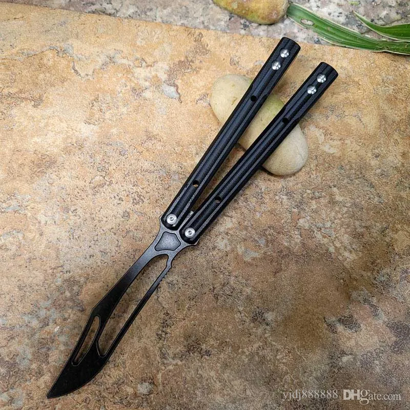 New Theone Balisong Orca Butterfly Trainer Training Knife Titanium Blade Not Sharp Black G10 Channel Handle Swing Jilt Knives EX10 Chimera Hom Cyoz Triton Squid BM51