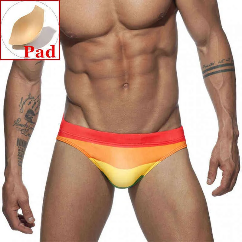 Mäns badkläder Rainbow Badkläder Mens Swimming Briefs Push Up Swimming Trunks For Man Swimsuit Beach Sexig Gay Bikini Short Desmiit badkläder Kort J220913