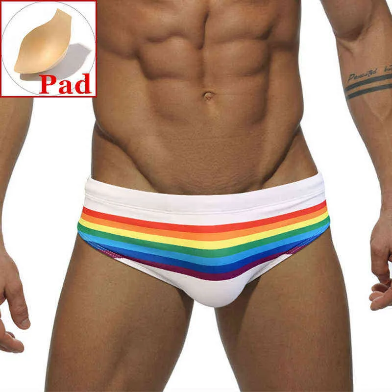 Herren Bademode Push Up Herren Badehose Regenbogen Bademode Sexy Badehose Für Mann Bikini Badeanzug Strand Shorts Homosexuell Bademode Desmiit J220913