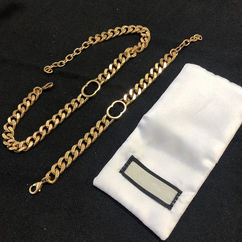 Conjunto de colar de pulseira de ouro de designer, joias femininas de luxo, designers, pulseiras simples, colares, carta, presente masculino, D2109272HL