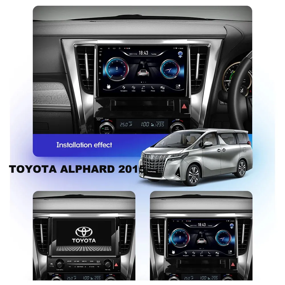 Android 10 inç Multimedya Oyunlu Kamera Autoradio Araba Video Toyota Alphard-2015 için Dokunmatik Ekran Stereo