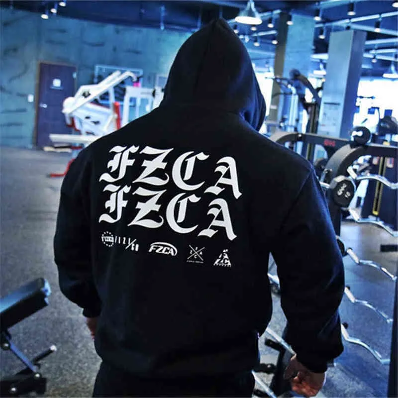 Herrtröjor tröjor fitnesskläder höst och vinter ny herr sport utomhus fitness pullover casual löpande hoodie mode smal rinnande topp