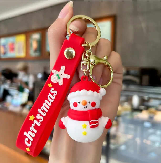 Noël dessin animé porte-clés ornements pendentif porte-clés père Noël bonhomme de neige et arbre