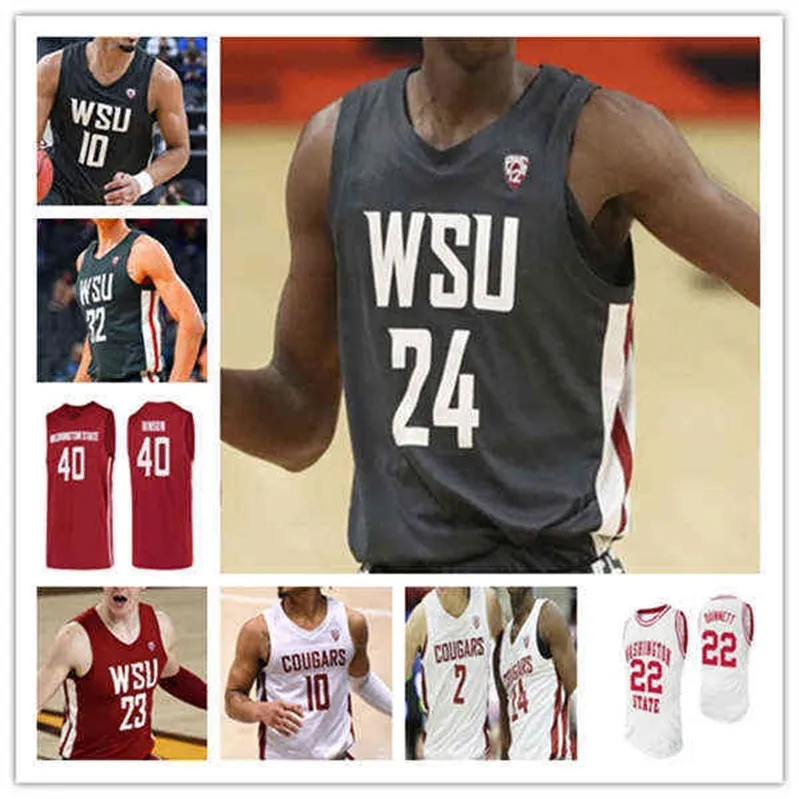 Wskt indossa Custom College Basketball Washington State Cougars Maglie WSU Noah Williams Michael Flowers Tyrell Roberts Klay Thompson Dishon Jacks