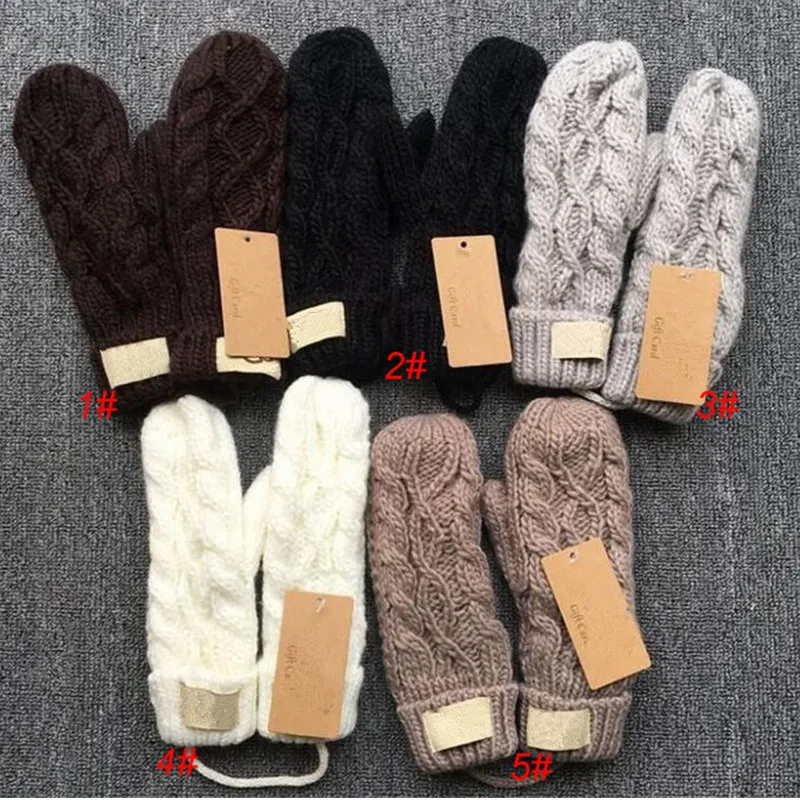 Australia Designer Knitted Mittens Winter Fleece Twist Gloves With