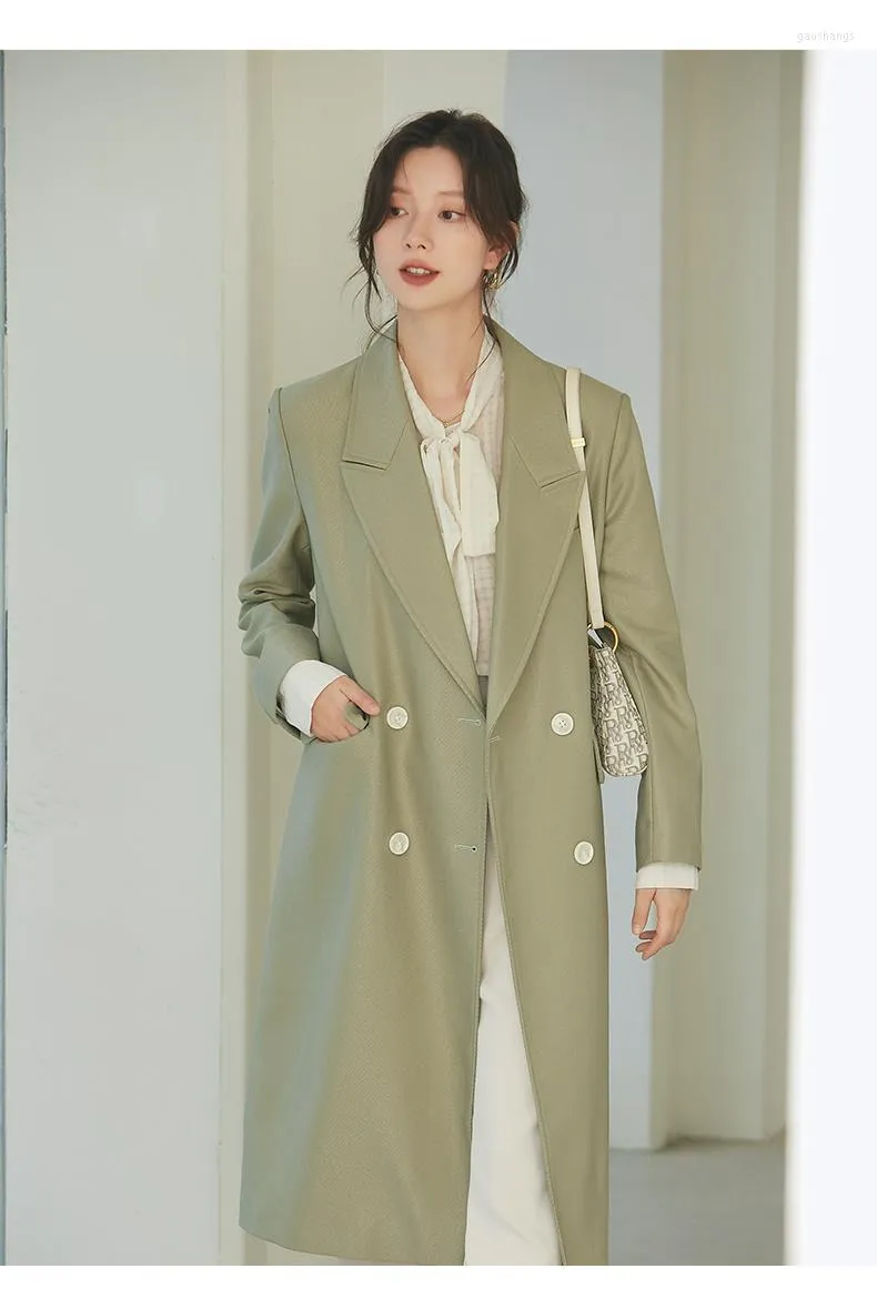 Женские траншеи Coats Женский костюм весна и осень 2022 г. корейский отдых средний длинный маленький человек с высоким чувством мужчина