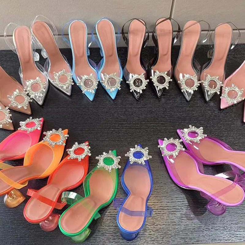 Amina muaddi deals transparent shoes