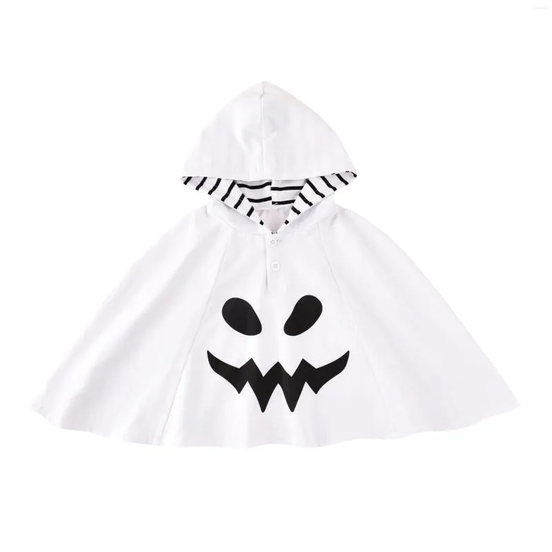 Джакеки 2022 Малышка для малыша для малышей Хэллоуин одежда с длинным рукавом призрачный принт с капюшоном.