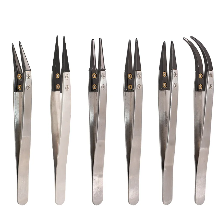 Wholesale Common Tools Anti Static Ceramic Tips Elbow Tweezers